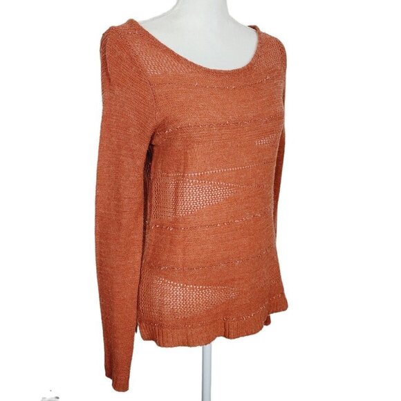 Billabong Sz Med Acrylic Wool Blend Vtg Burnout Sweater Multi Knit Rust Orange - Picture 2 of 8
